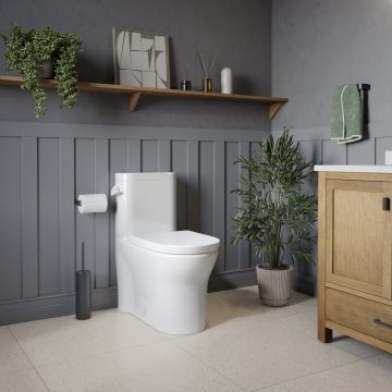 Toilette Florence une-pièce à chasse latérale 4, 8 L en blanc