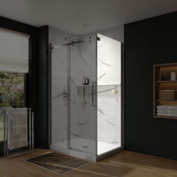 Panneau de retour pour base Axion 32 po, avec verre clair et fini chrome