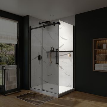 Panneau de retour pour base Axion 32 po, avec verre clair et fini noir mat