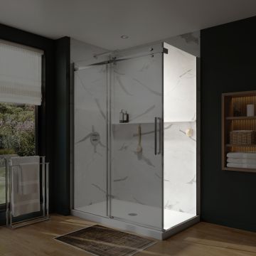 Panneau de retour pour base Axion 36 po, avec verre clair et fini chrome