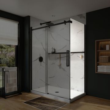 Panneau de retour pour base Axion 36 po, avec verre clair et fini noir mat