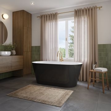 Baignoire autoportante Riga 6030 AFR noire en acrylique avec drain central