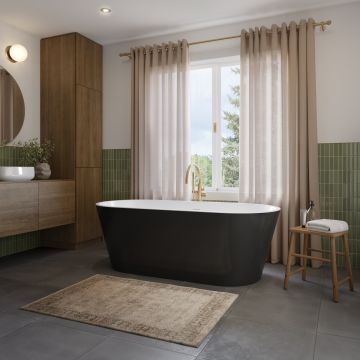 Baignoire autoportante Riga 6731 AFR noire en acrylique avec drain central