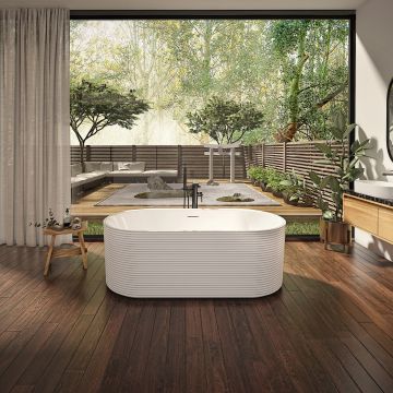 Kavala 6732 AFR Bain autoportante blanc en acrylique avec drain central