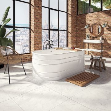 Batumi 6731 AFR Bain autoportante blanc en acrylique avec drain central