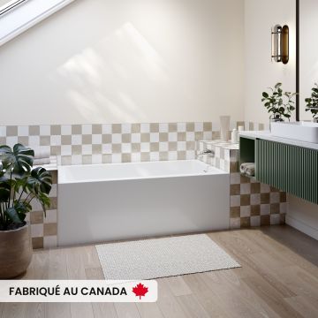Beaumont 3060 BJI AFR Baignoire blanche alcôve en acrylique avec drain à droite