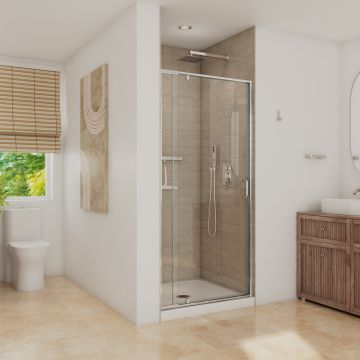 Douche Belaya Porte de à pivot 32-36 x 72 po, 6 mm pour installation en alcôve avec verre clair et fini chrome