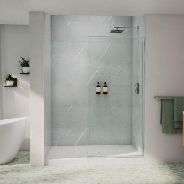 Douche Reka Écran de 34 x 72 po, 10 mm pour installation en alcôve avec verre clair et fini chrome