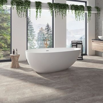Baignoire autoportante Braga 6329 AFR blanc mat en résine avec drain central