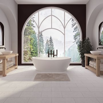 Baignoire autoportante Nitra 7134 AFR blanc mat en résine avec drain central
