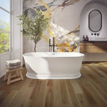Baignoire autoportante Vantaa 7132 AFR blanc mat en résine avec drain central