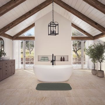 Baignoire autoportante Zilina 7134 AFR blanc mat en résine avec drain central