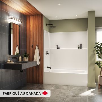 Baignoire-douche Galatea TS6032 blanche une pièce pour alcôve en acrylique avec drain à gauche