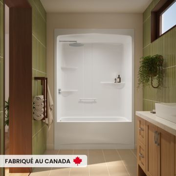 Baignoire-douche Astley TSR-6032 blanche une pièce pour alcôve en acrylique avec drain à droite