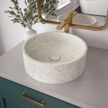 Lorna lavabo rond blanc en terrazzo