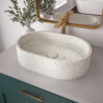 Lorna lavabo ovale blanc en terrazzo