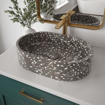 Lorna lavabo ovale gris en terrazzo