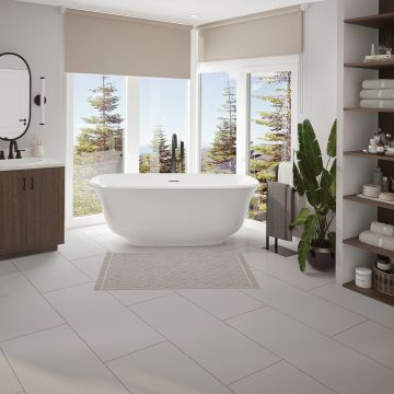 Baignoire autoportante Arta 6731 blanche en acrylique avec drain central
