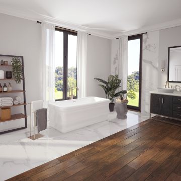 Baignoire autoportante Loira 7133 blanche en acrylique avec drain central