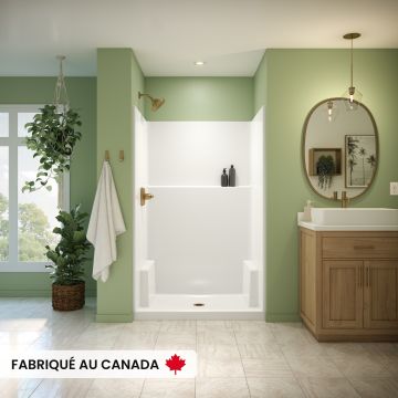 Douche Galatea SH4836X AFR blanche une pièce pour alcôve en AcrylX™ avec drain central