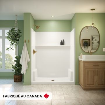 Douche Galatea SH6034 blanche une pièce pour alcôve en AcrylX™ avec drain central