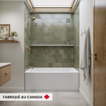 Clermont 3660 BJI AFR Baignoire blanche alcôve en acrylique avec drain à gauche