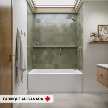 Clermont 3660 BJI AFR Baignoire blanche alcôve en acrylique avec drain à droite
