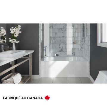 Albana 3060 BJI Baignoire blanche alcôve en acrylique avec drain à droite