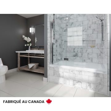 Albana 3260 BI AFR Baignoire blanche alcôve en acrylique avec drain à droite