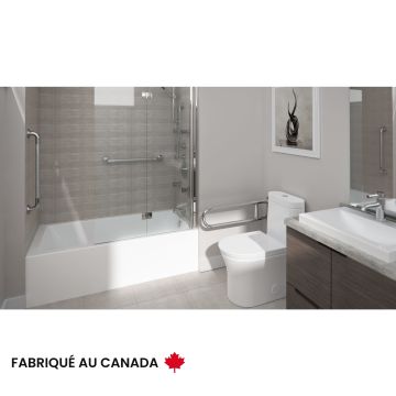 Astica 3060 BJI ADA Baignoire blanche alcôve en acrylique avec drain à droite