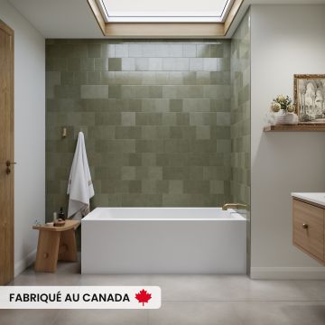 Clermont 3060 BJI AFR Baignoire blanche en coin droit en acrylique avec drain à droite