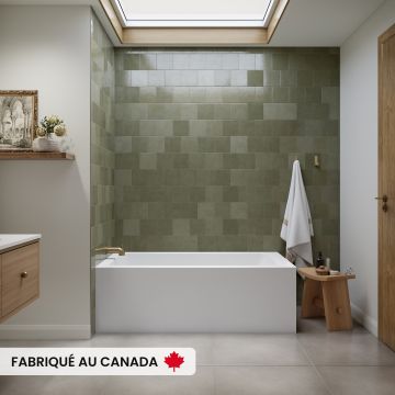 Clermont 3260 BJI AFR Baignoire blanche en coin gauche en acrylique avec drain à gauche