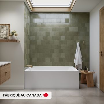 Clermont 3660 BJI AFR Baignoire blanche en coin gauche en acrylique avec drain à gauche