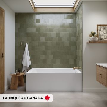 Clermont 3660 BJI AFR Baignoire blanche en coin droit en acrylique avec drain à droite
