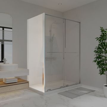 Panneau de retour pour base Solani 36 po, avec verre clair et fini chrome