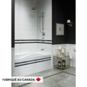 Delight 6032 Baignoire blanche podium en acrylique avec drain reversible et système Whirlpool & Activ-air