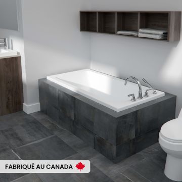 Pia 3060 AFR Baignoire blanche podium en acrylique avec drain réversible et système Tourbillon