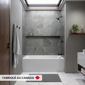 Pia 3260 BJI AFR Baignoire blanche alcôve en acrylique avec drain à droite