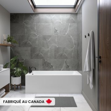Pia 3260 BJI AFR Baignoire blanche en coin droit avec drain à gauche