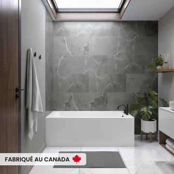 Pia 3260 BJI AFR Baignoire blanche en coin gauche avec drain à droite
