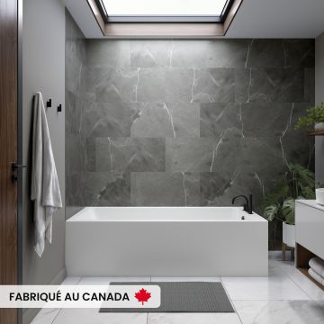 Pia 3272 BJI AFR Baignoire blanche en coin droit avec drain à gauche