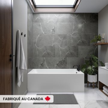 Pia 3660 BJI AFR Baignoire blanche en coin gauche avec drain à droite