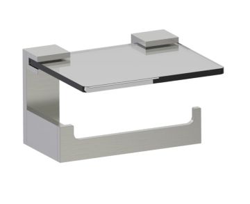 porte-papier hygiénique with tablette en verre BERLIN 232159 nickel brossé