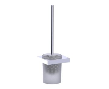montage muraled ensemble brosse de toilette with verre givré BERLIN 232610 chrome poli