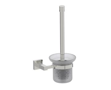 montage muraled ensemble brosse de toilette with verre givré LONDON 248610 nickel poli