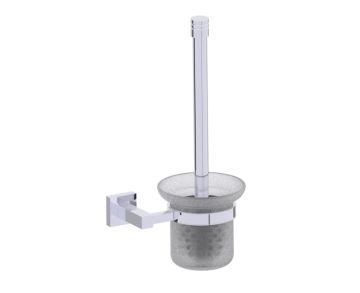 montage muraled ensemble brosse de toilette with verre givré LONDON 248610 chrome poli