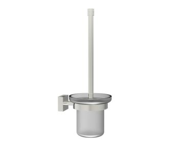 montage muraled ensemble brosse de toilette with verre givré MADRID 262610 nickel poli