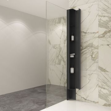 Unité de rangement en coin 80 3/4 po en noir mat
