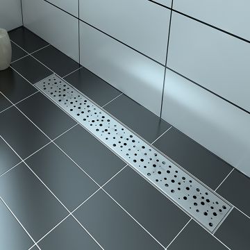 Grille linéaire en inox 24 po motif rond Drain linéaire inox