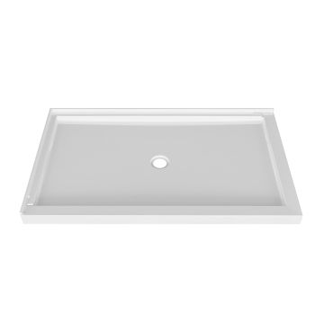 Base de douche Sans cache drain 48 x 36 po blanc lustré en coin mur à gauche en blanc lustré